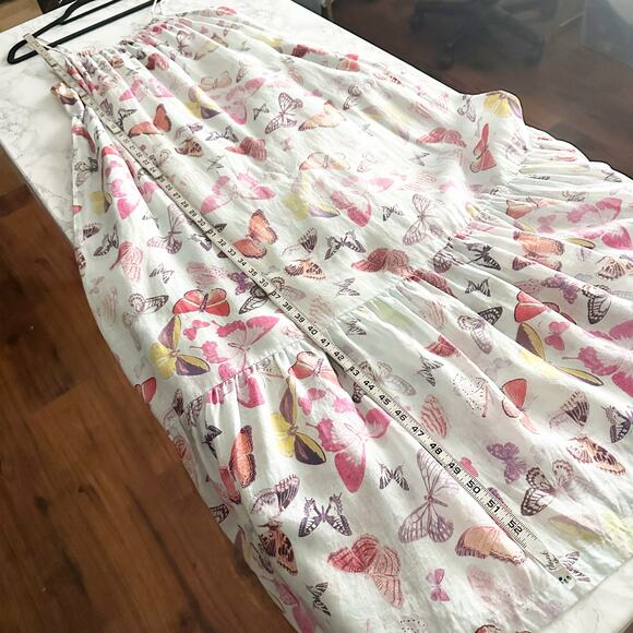 Hale Bob Butterfly 100% Linen Midi Spaghetti Strap Sun Dress women's size small - Picture 11 of 12